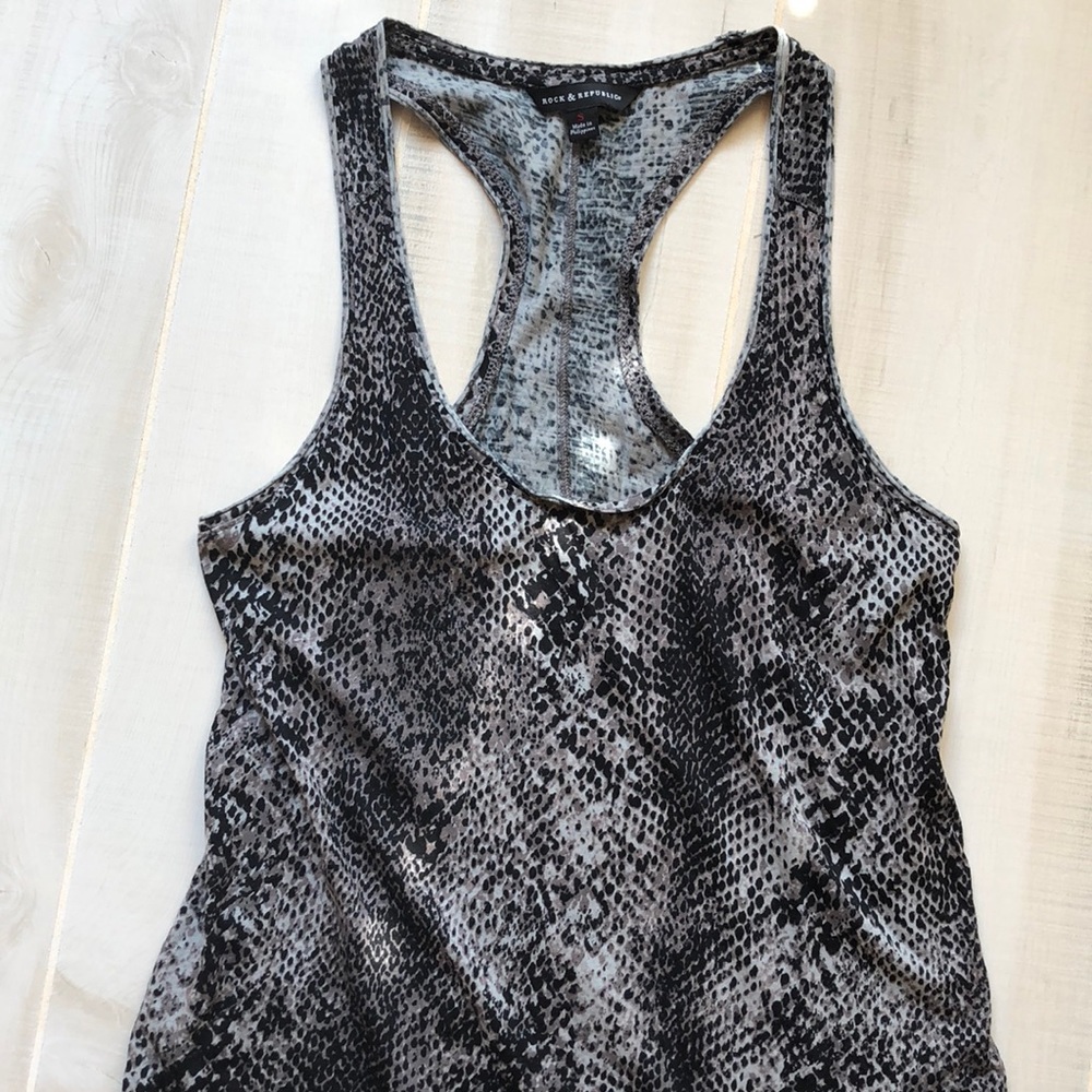 Rock & Republic Snakeskin Print Racerback Top - Picture 2 of 6